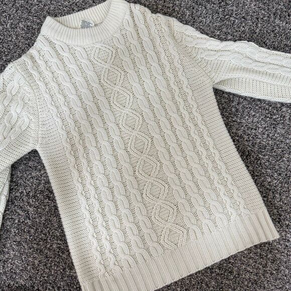 Craig Noble Ivory Cream 90s Cable Knit Sweater Dad Grandpa Small Medium - Picture 3 of 6